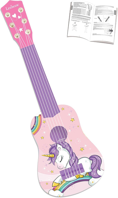 Lexibook erste Gitarre Einhorn für Kinder, 6 Nylonsaiten, 53 cm, Anleitung inklusive, Rosa/Blau, K20