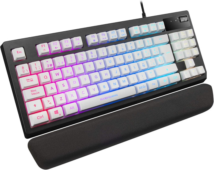 Mars Gaming MKAXWPT TKL H-Mech Kompakttastatur, RGB-Beleuchtung mit 9 Effekten, Gel-Handballenauflag