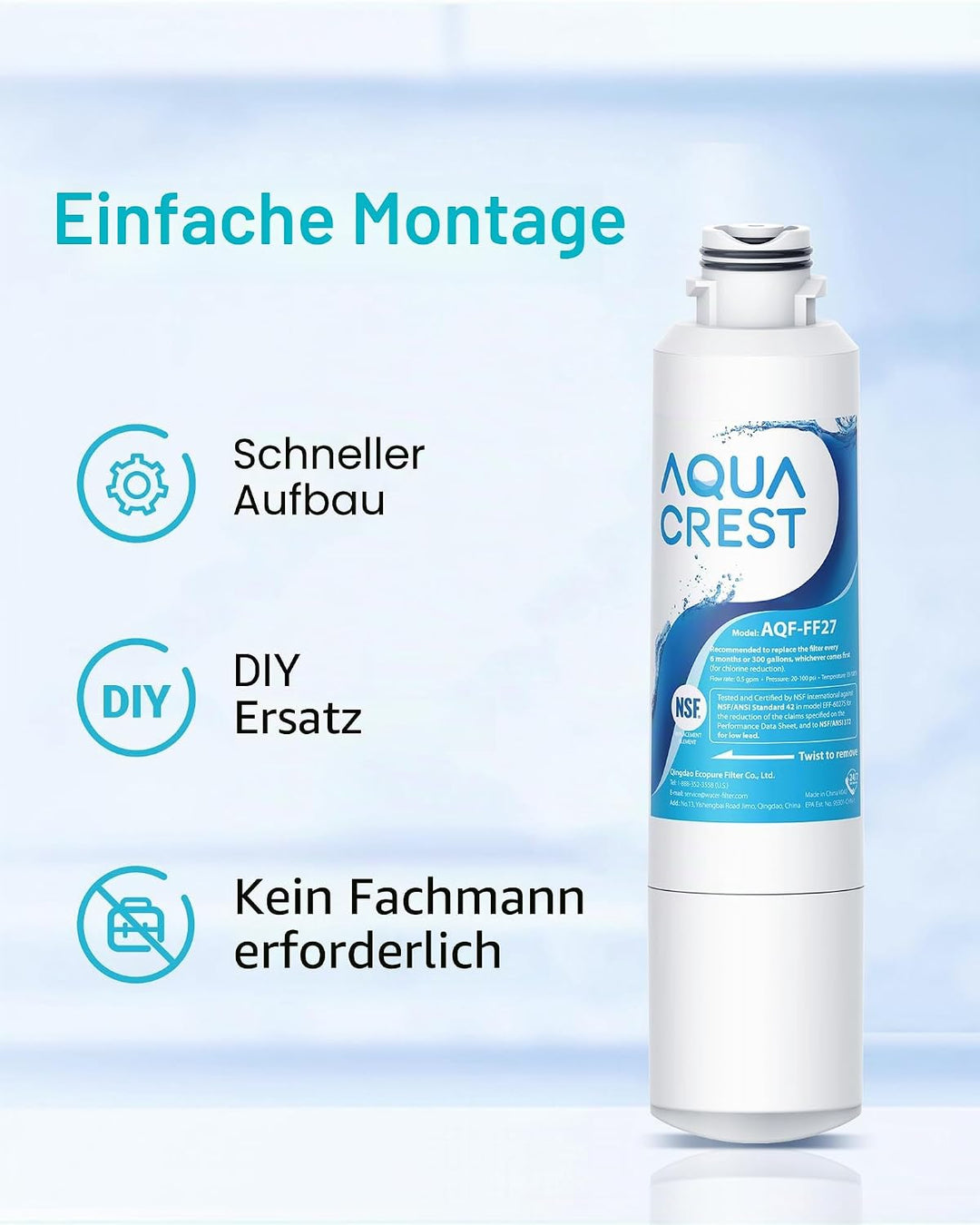 AQUA CREST Kühlschrank Wasserfilter Ersatz für Samsung® DA29-00020B | Ersatz für Samsung® DA29-00020