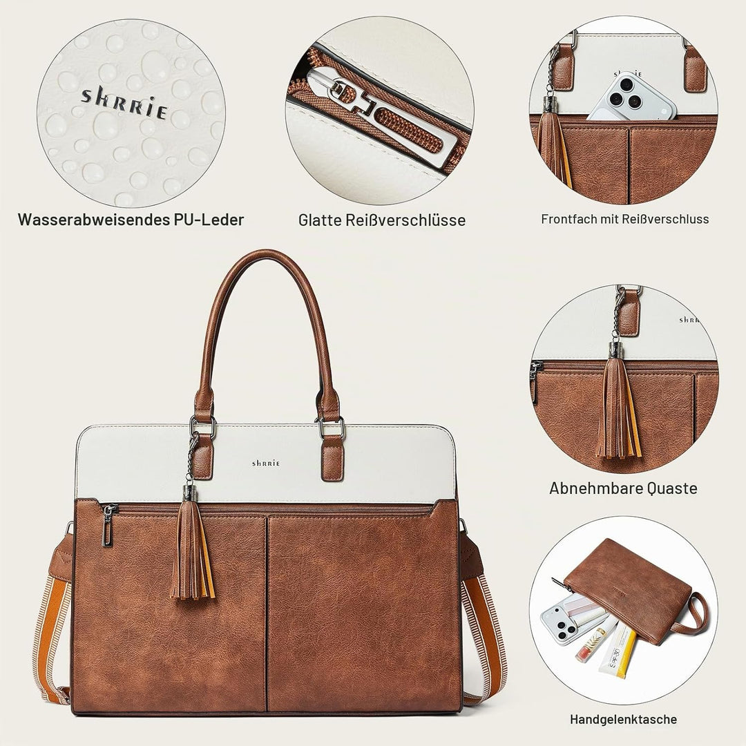 Shrrie Laptop Tasche für Frauen,Wasserdichte Arbeitstasche Laptop Tote Bag,Aktentasche mit Tasche Be