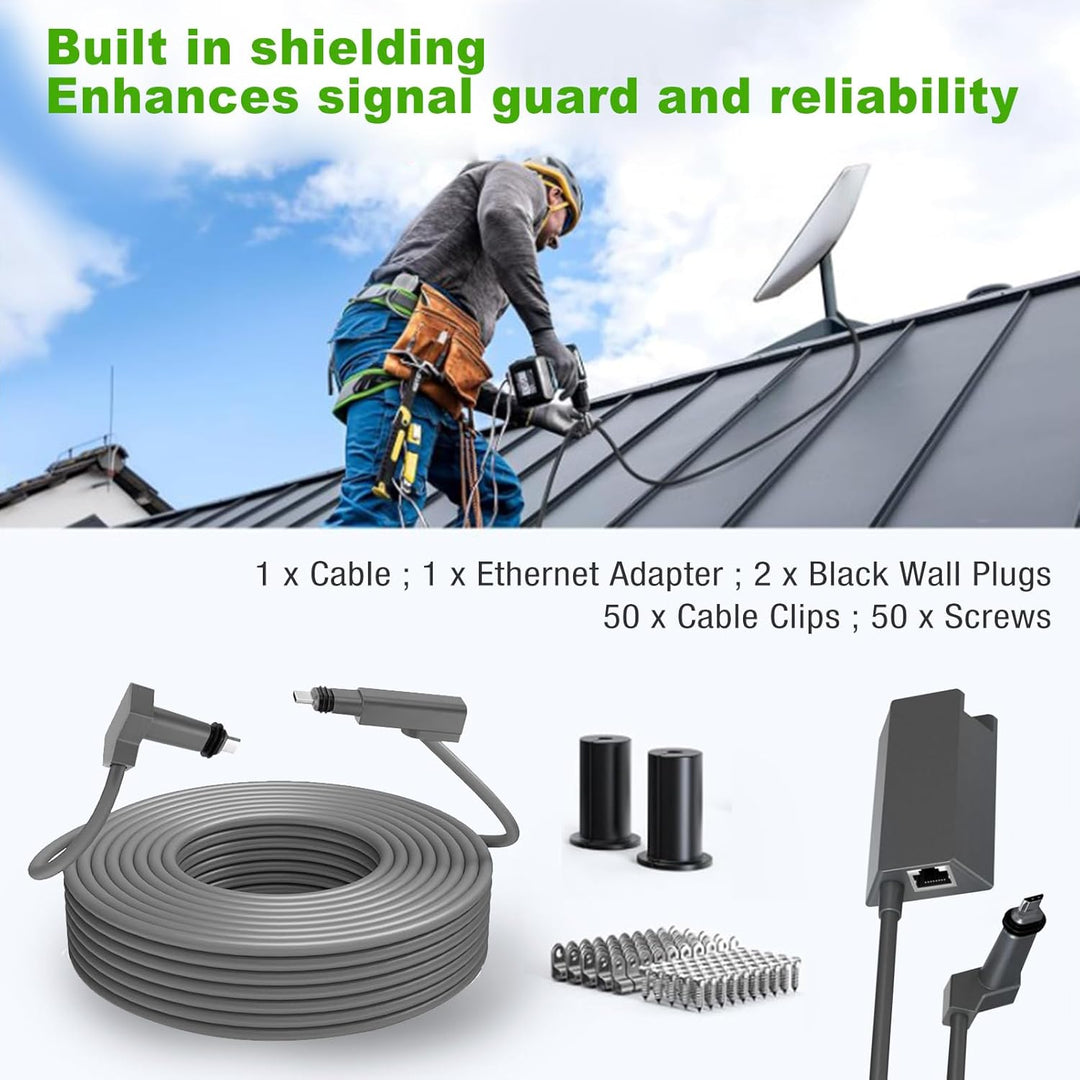 32,8 Fuss Langes Satellitenkabel-Set (Kabel, Ethernet-Adapter, Wandstecker, Kabelklemmen und Schraub