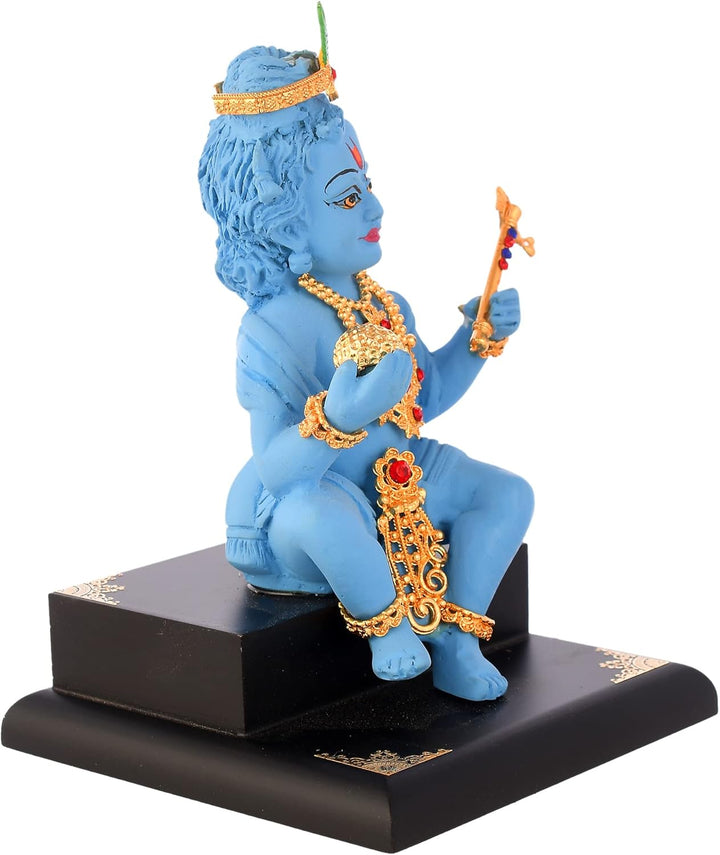Saudeep India Laddoo Gopal mit Flöte Idol | Bal Gopal Murti Auto Armaturenbrett | Baby Krishna Statu