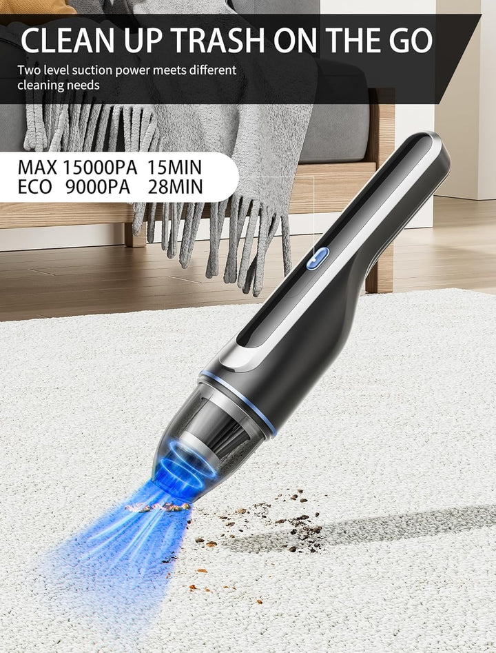 Handstaubsauger Auto, 15000Pa Autostaubsauger 2-in-1 Staubsauger Auto stark für Haus, Büro, Auto, Ti