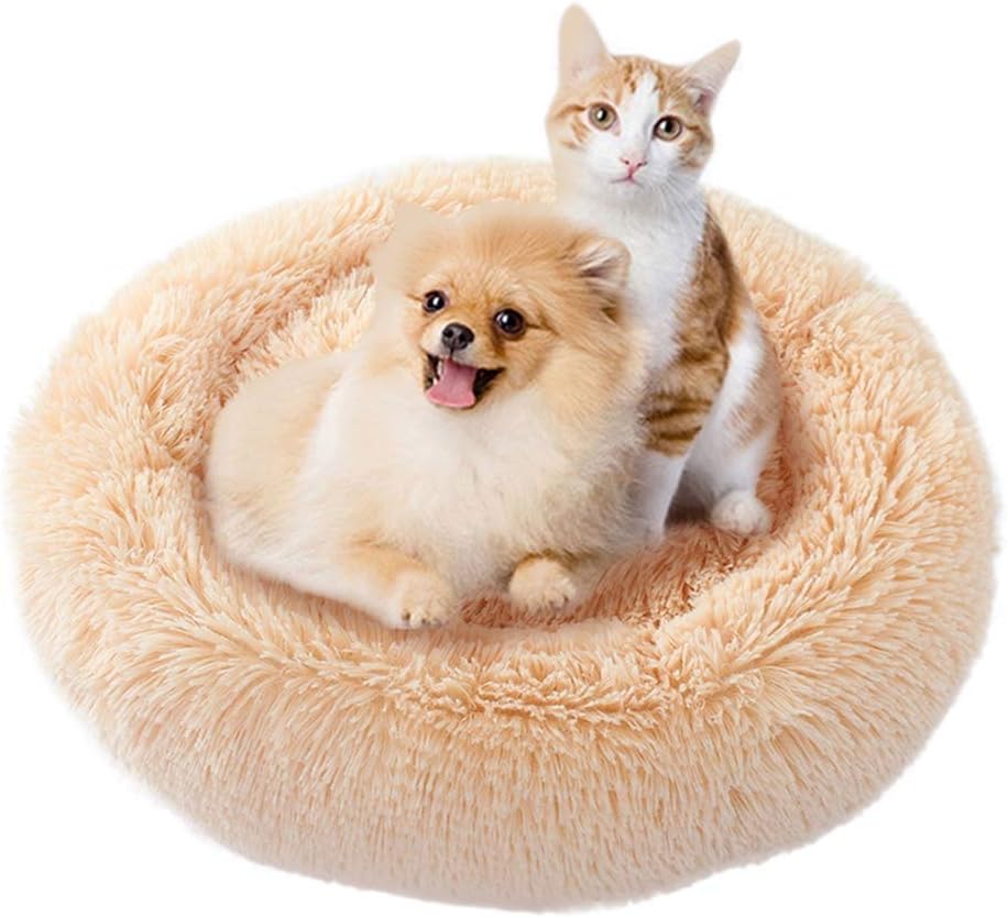 YUPPIE TONE Hundebett, Katzenbett,Waschbar Flauschiges Weicher Plüsch Rund Donut Tragbare Schlafsofa
