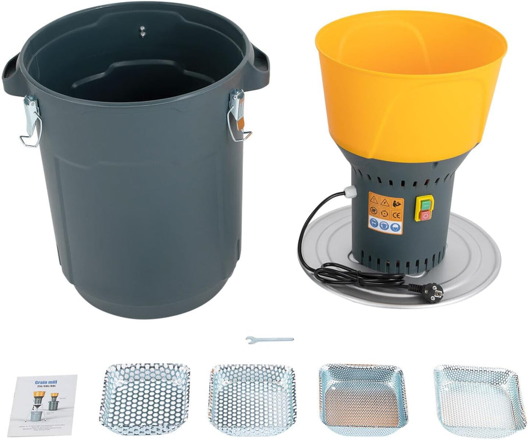 Getreidemühle, Getreidequetsche Malzmühle, 1300W Futtermühle Maismühle, Grainmühle 50L, für Haushalt