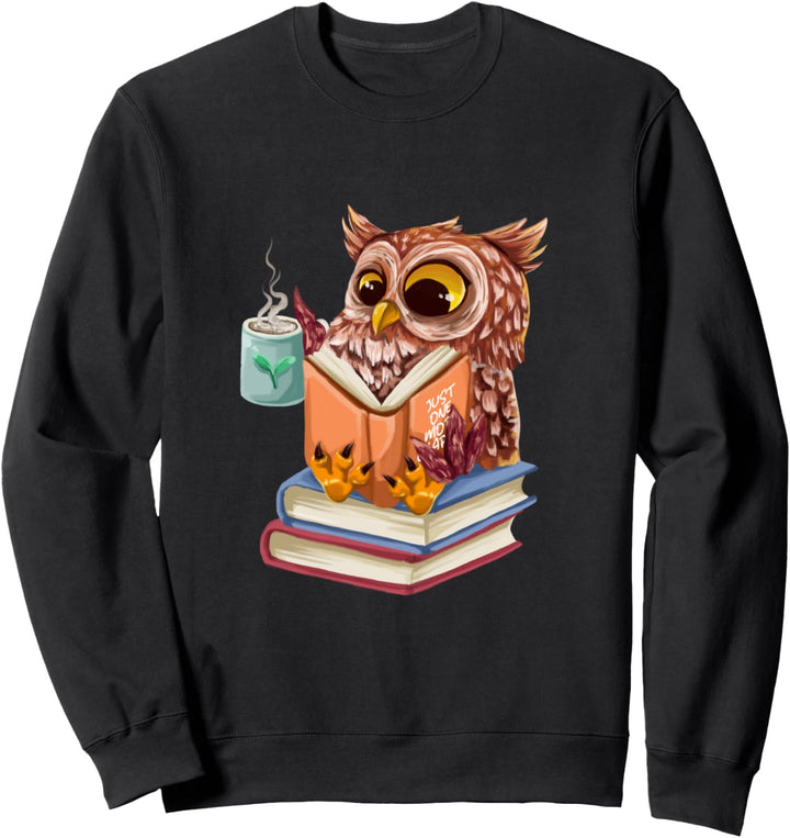 Just One More Chapter Lesebuch mit niedlichem Eulen-Motiv, Kaffeebraun Sweatshirt