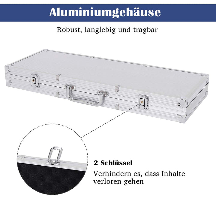COSTWAY 500 Laser-Chips Pokerset, Poker Komplett Set mit 2 Spielkarten, 5 Würfel, 3 Händler-Chips un