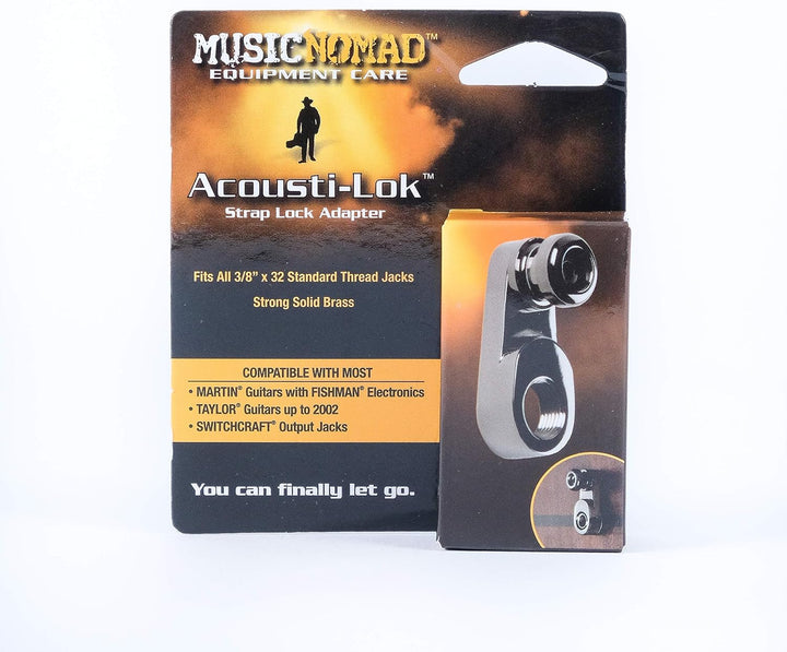 MusicNomad MN270 Acousti-Lok Strap Lock Adapter for Standard Output Jacks for Acoustic Guitars, Stan