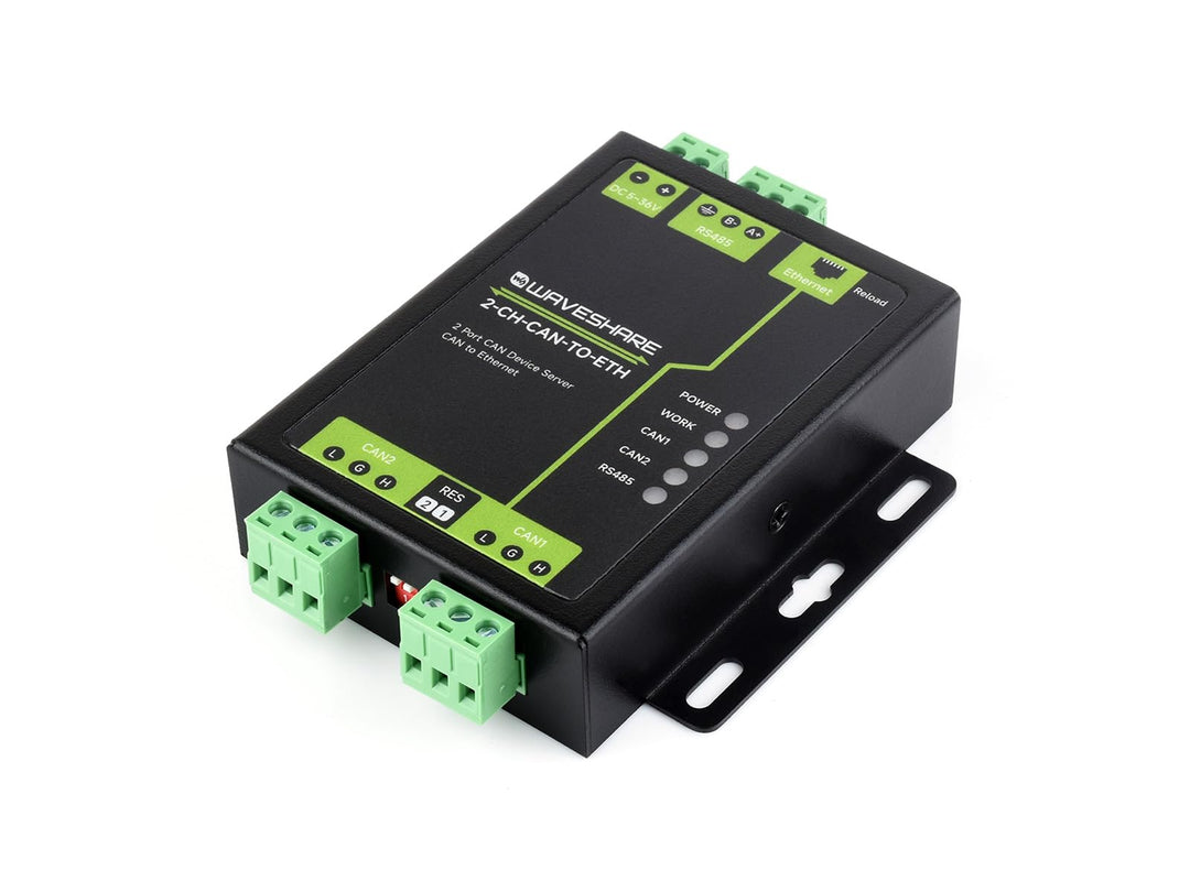 Waveshare 2-Channel CAN Bus to Ethernet Gateway Server with RS485 Port, Industrial Protocol Converte