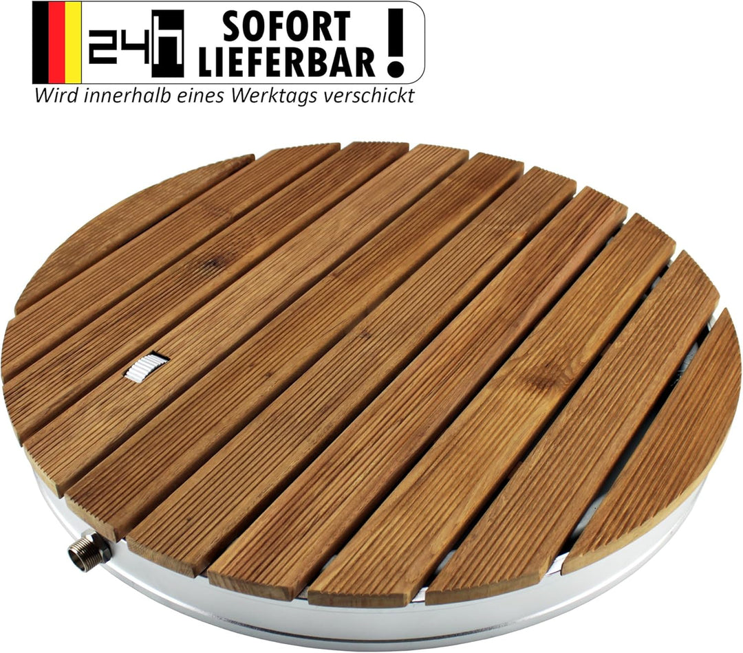 @tec Gartendusche Aussendusche aus massivem Teak-Holz, Mobile Bodendusche Campingdusche, Sauna- & Po