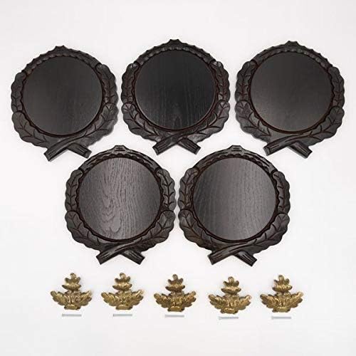 GTK Set 5 Stück Keilerschilder geschnitzt dunkel AF 17,5 cm mit 5 Stück Eichenlaub Deckblatt gross K