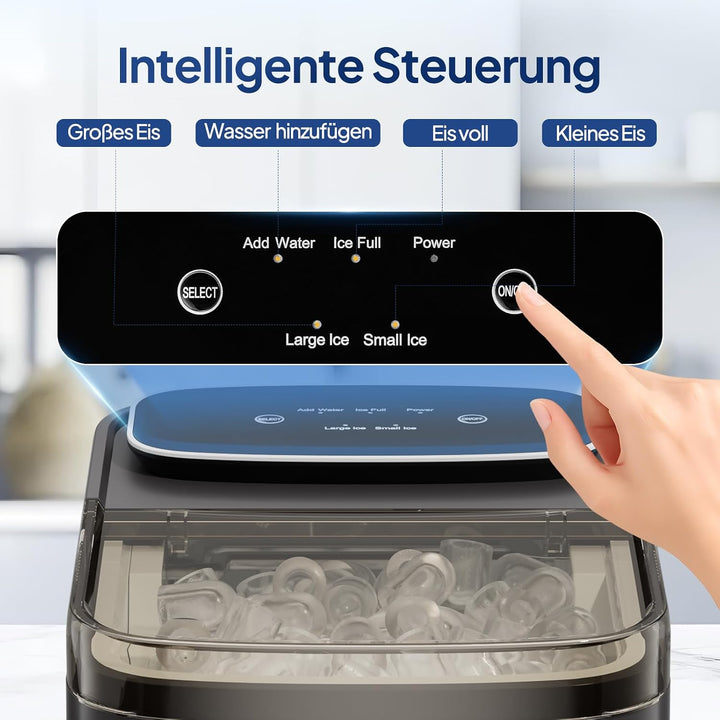 ROVSUN Eiswürfelmaschine Selbstreinigend 12 kg/24 h, 9 Kegeleis in 6-10 Minuten, Eiswürfelbereiter m