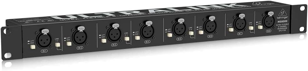 Behringer ULTRALINK uvmit Patch Bay Mikrofon Splitter Schwarz ULTRALINK MS8000, Schwarz ULTRALINK MS