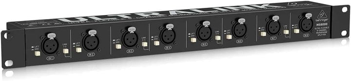Behringer ULTRALINK uvmit Patch Bay Mikrofon Splitter Schwarz ULTRALINK MS8000, Schwarz ULTRALINK MS