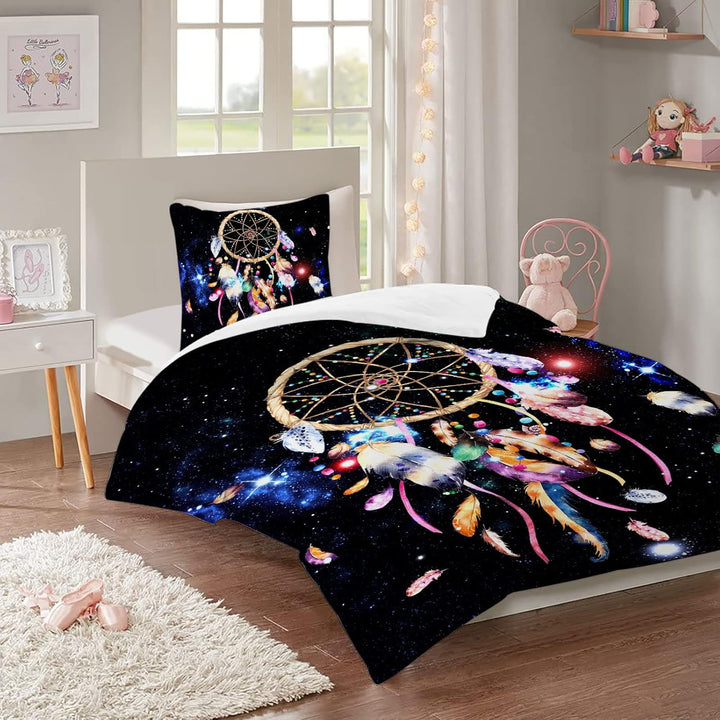HOMHOMHA Bettbezug, 140 x 200 cm, Traumfänger, 1 Person, Erwachsene, Kinder, Mädchen, mit Kopfkissen