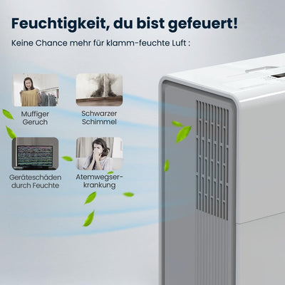 Newentor Luftentfeuchter 25L/24h, Für 215m³/80m² Räume - 3 fache Geräuschreduktion - Stromsparender