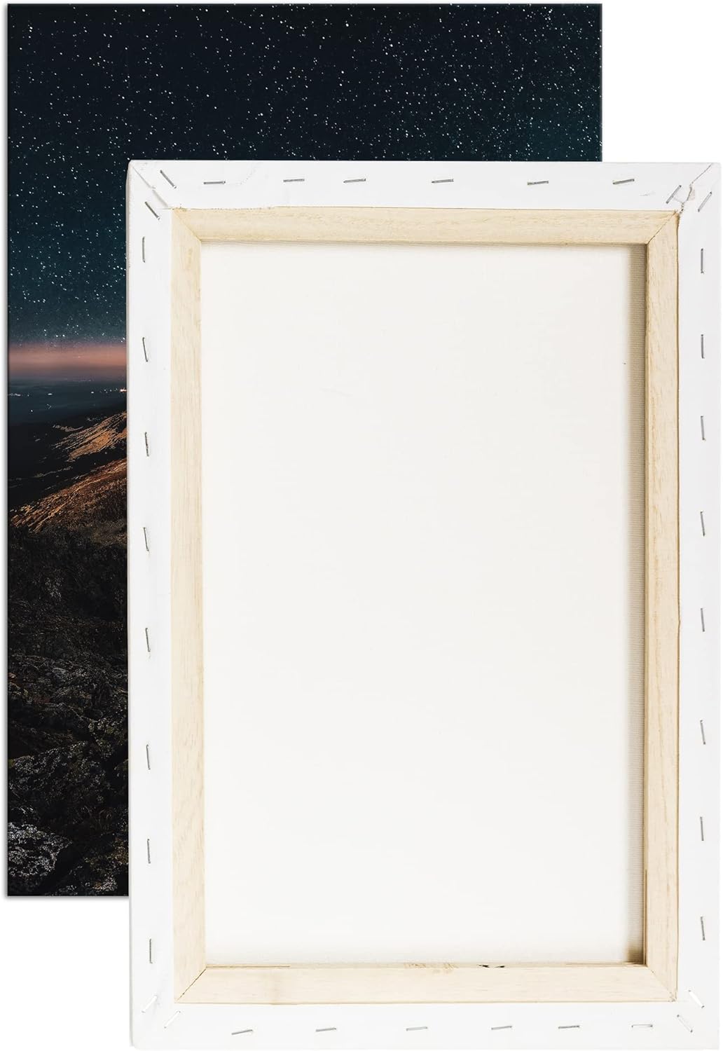 scheinende Nacht über den Bergen Format: 100x70 als Leinwandbild, Motiv fertig gerahmt auf Echtholzr