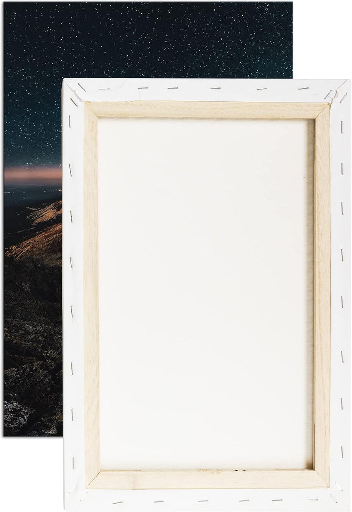 scheinende Nacht über den Bergen Format: 100x70 als Leinwandbild, Motiv fertig gerahmt auf Echtholzr