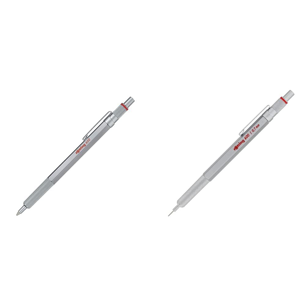 rOtring 600 Kugelschreiber | mittlere Spitze | Schwarze Tinte | silberfarbener Schaft | nachfüllbar