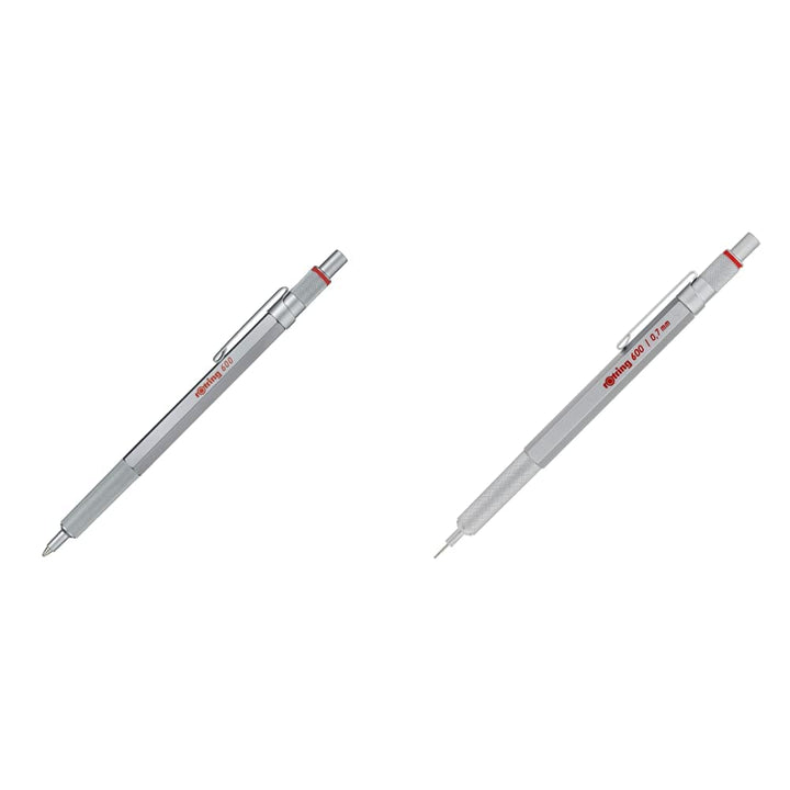 rOtring 600 Kugelschreiber | mittlere Spitze | Schwarze Tinte | silberfarbener Schaft | nachfüllbar