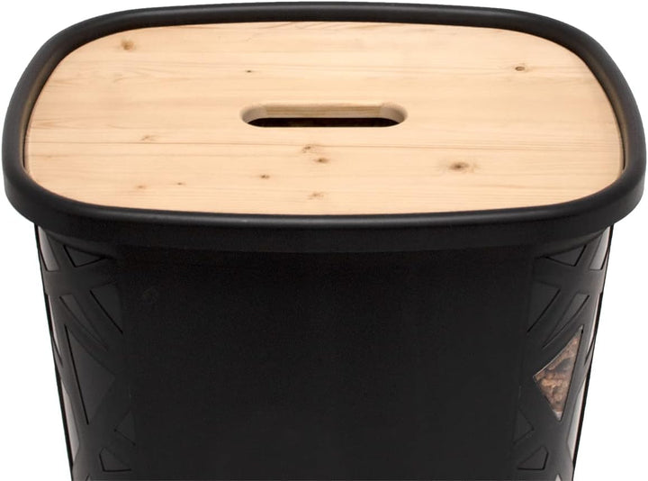 EDA - Pelletkasten Jura Montania XL mit Rollen, 70 l – für 45 kg Pellets – Schwarz, 010482 NO, 49,6