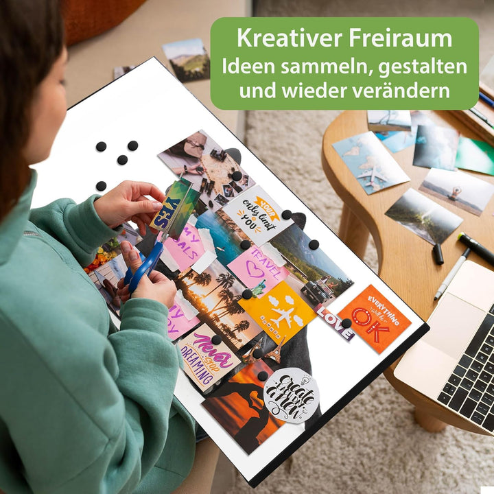 banjado Magnettafel schwarz 78 x 37cm / Magnetwand Metall/Magnetpinnwand als Memoboard/Pinnwand Magn