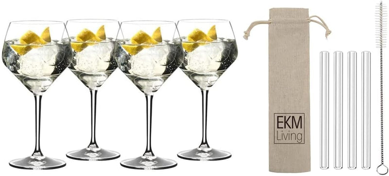 RIEDEL Gin Tonic Vorteilsset 5441/97 + Gratis 4er Set EKM Living Glas Trinkhalm