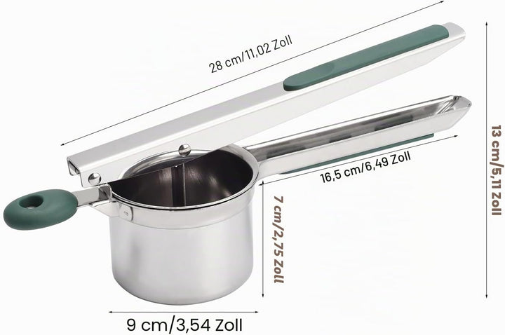 Kartoffelpresse, grosse, robuste Kartoffelpresse aus Edelstahl, 425 ML, zum Stampfen und Pressen von