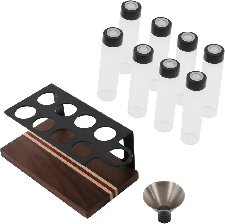 8 Tuben Kaffeebohnen Behälter, Einzeldosis kaffeedose mit Ständer und Trichter, Espressobohnen-Aufbe