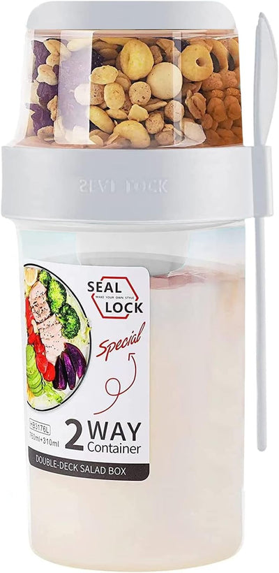bainuote Salatbecher Joghurtbecher 2 in 1 Müsli to Go Becher Auslaufsicherer 310ml+760ml BPA-freie L