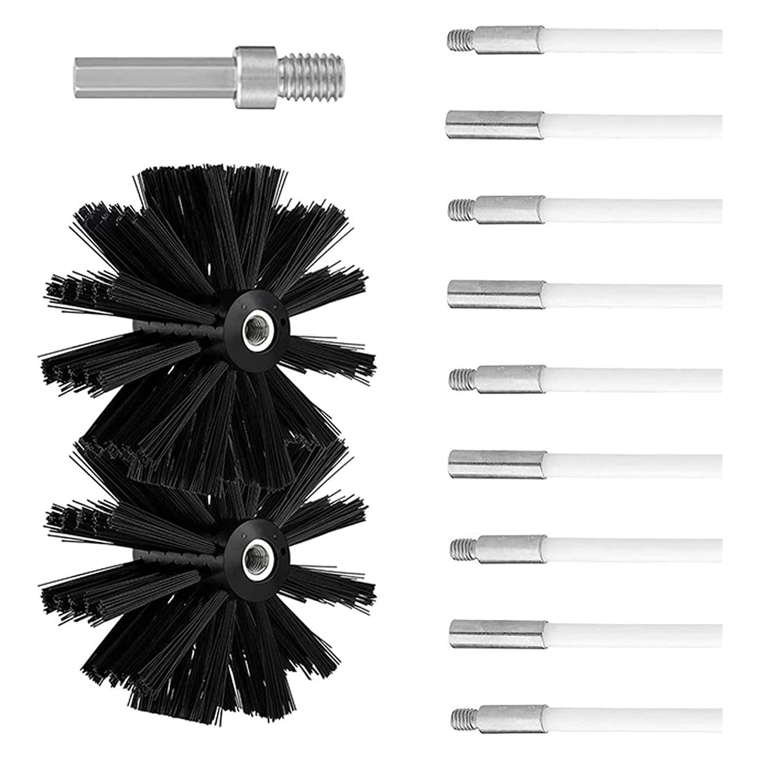 Kaminbürste Stange Set, Durchmesser 150mm, Kaminbürste enthält 9 Flexible Stangen 410mm und 2 Bürste