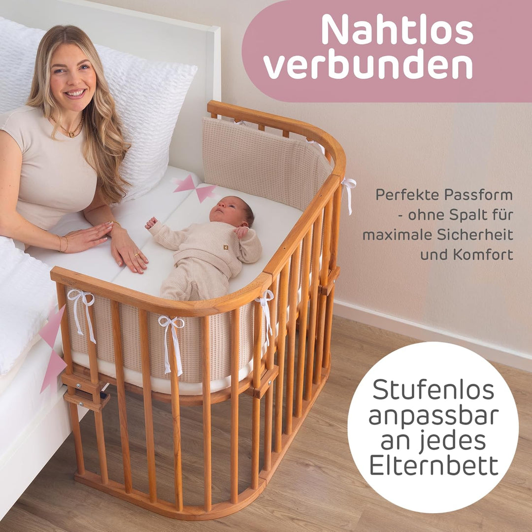 babybay Maxi extra grosses Beistellbett aus massivem Buchenholz/Kinderbett Höhe stufenlos verstellba