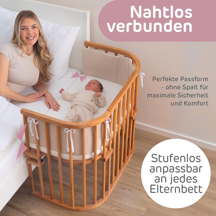 babybay Maxi extra grosses Beistellbett aus massivem Buchenholz/Kinderbett Höhe stufenlos verstellba