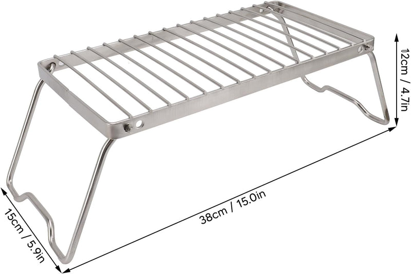 Klappbarer Campingrost aus Edelstahl mit Einstellbarer Höhe, Dickere Lagerfeuer-Grillroste, Abtropfe
