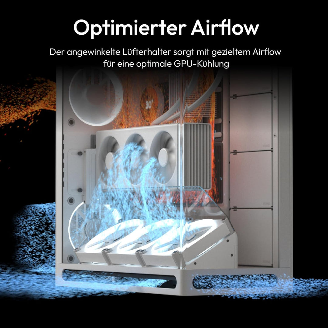 HAVN HS 420 VGPU Dual-Chamber ATX Mid Tower PC Gehäuse Weiss | PCIe 5.0 Vertical GPU Kit, 11x 140mm