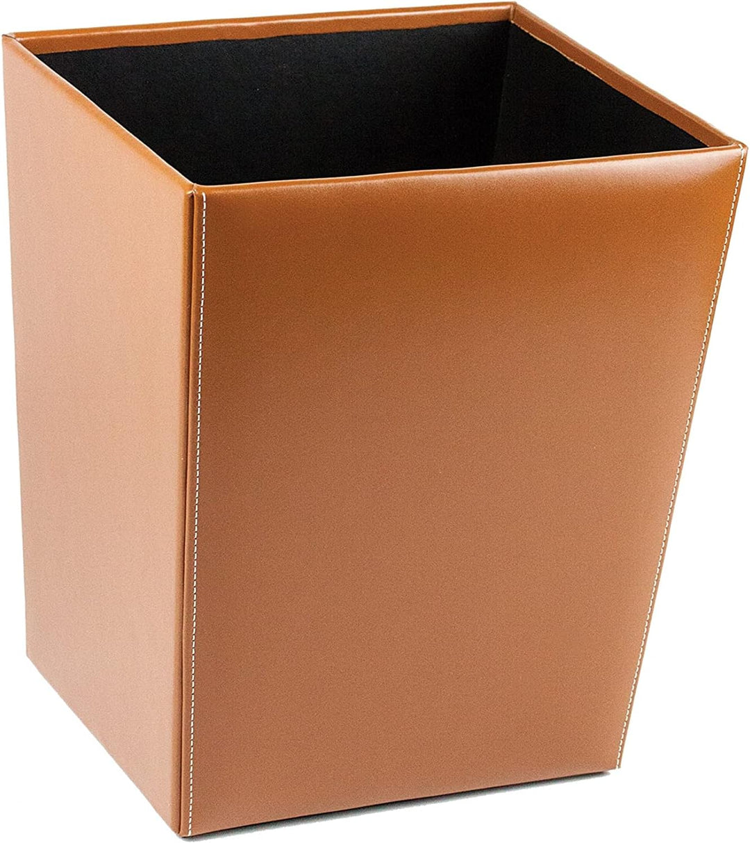 DELMON VARONE - Papierkorb aus Cambridge Top Grain Leder braun, Papiermülleimer für Büro, Schreibtis