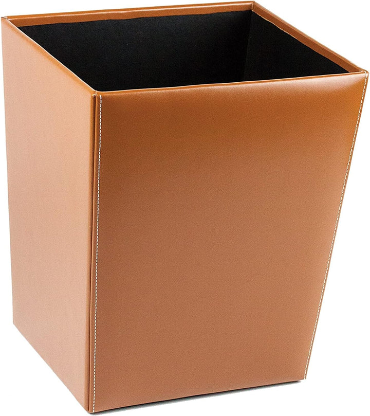 DELMON VARONE - Papierkorb aus Cambridge Top Grain Leder braun, Papiermülleimer für Büro, Schreibtis