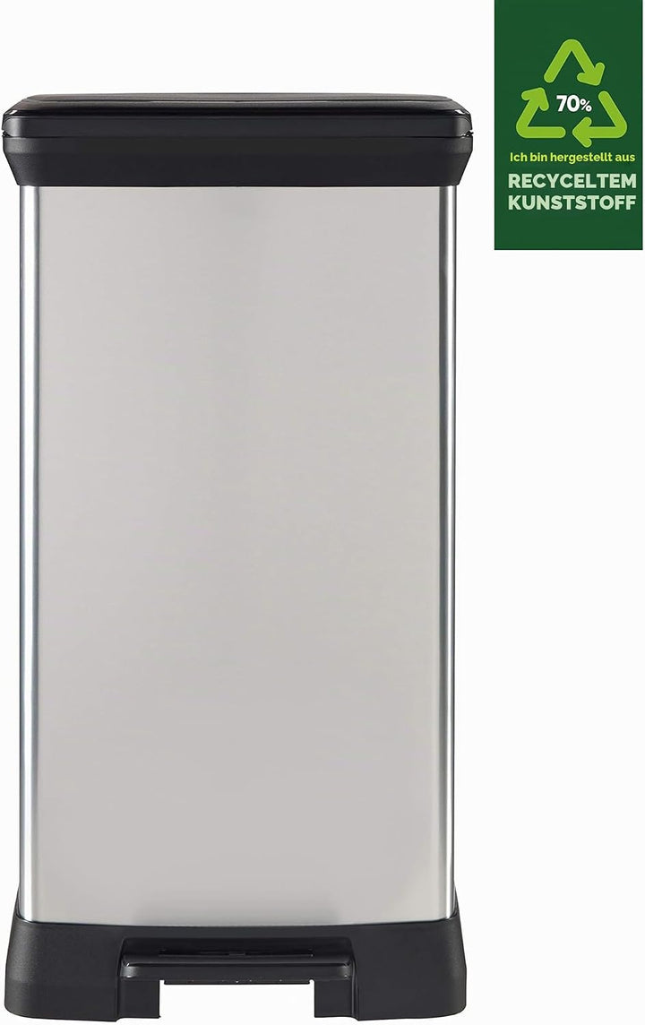 Curver Deco Bin Abfalleimer, Plastik, Silber Metallic, 39 x 29 x, Einzelbett