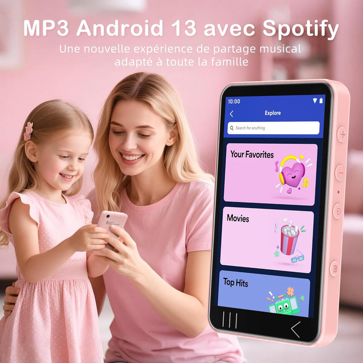 HIFI WALKER G7 MP3-Player mit Bluetooth & WLAN, Android 13, 144 GB Speicher, 3 GB RAM, 4-Zoll HD-Tou