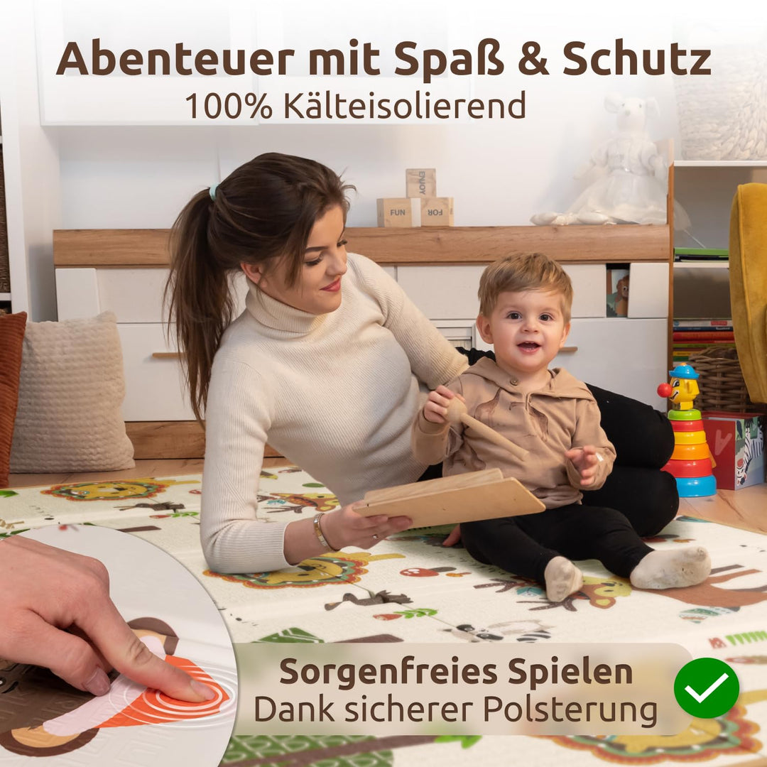Mallie® Spielmatte Baby Faltbar Schadstofffrei 150x200 CM I Krabbeldecke Baby, Krabbelmatte Baby und