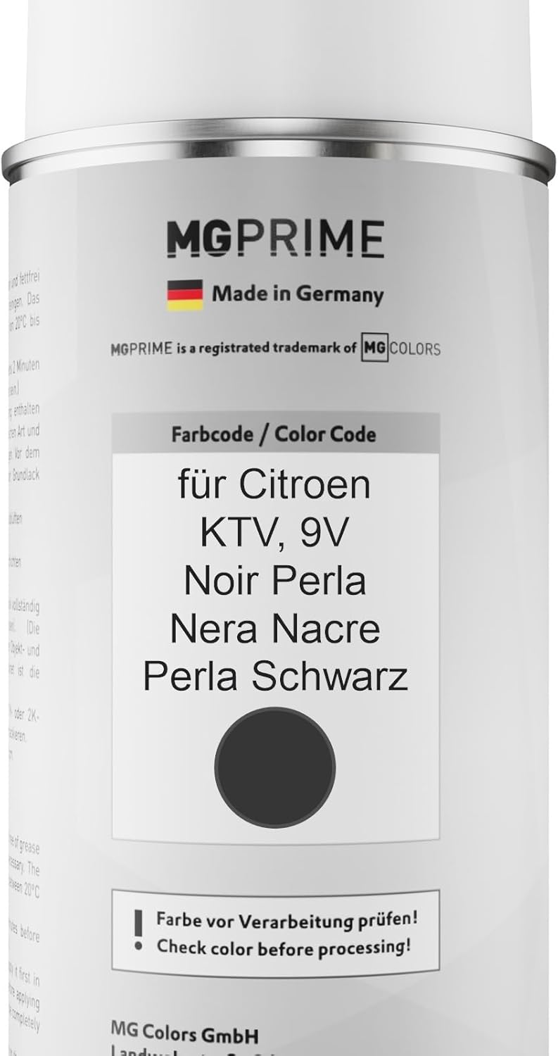 MG PRIME Autolack 2K Spraydosen Set für Citroen KTV / 9V Noir Perla Nera Nacre/Perla Schwarz Basisla