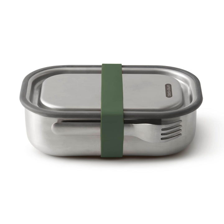BLACK + BLUM Lunchbox Edelstahl 1L | Olive | 3-in-1 | Vakuumverschluss- 100% auslaufsicher | inkl. G