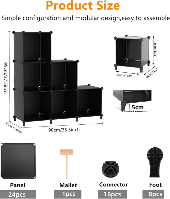 AWTATOS Cube Storage Organizer Closet Shelf Storage Organization Modular 6 Cube DIY Kunststoff quadr