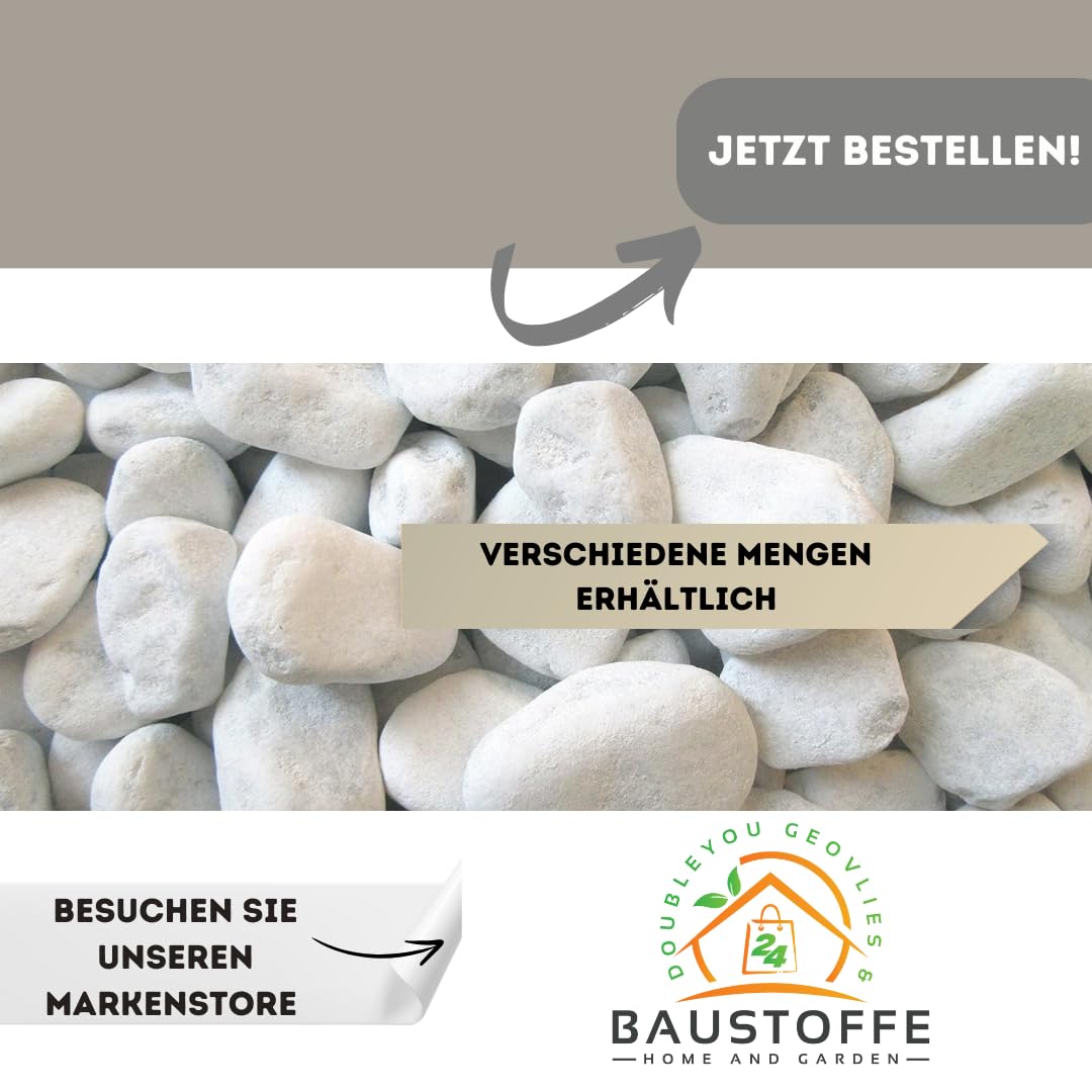 10 Kilogramm (Kg) Deko-Steine | Carrara Marmorkies | 25-40 mm | Edler Zierkies für Haus & Garten | P