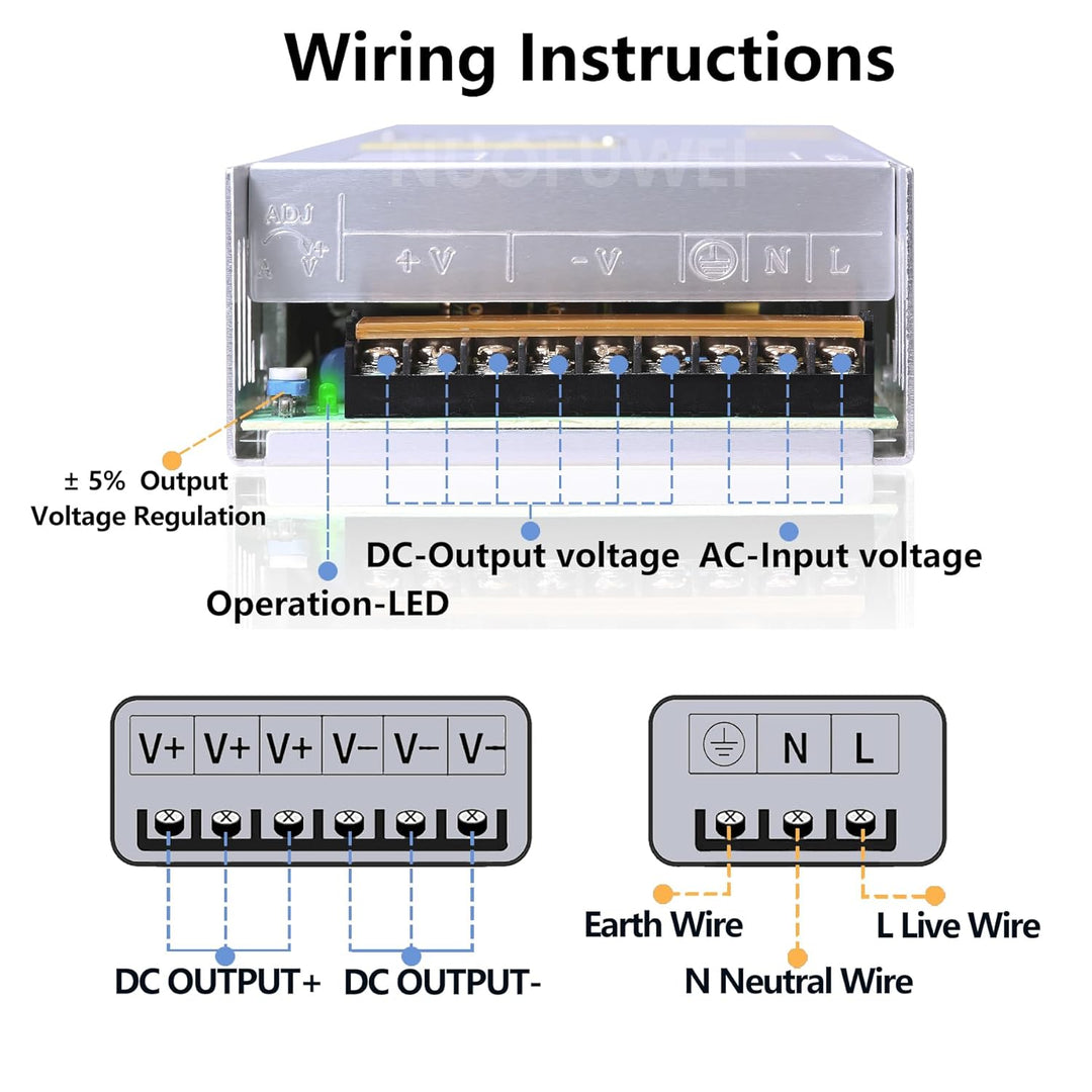Trafo DC 12V 40A 480W Netzteil Transformator Schalternetzteil 230V AC auf DC Netzteil 12V 40A Transf