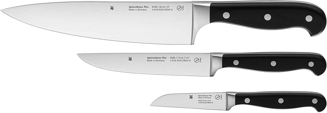 WMF Spitzenklasse Plus Messerset 3teilig Made in Germany, 3 Messer geschmiedet, Küchenmesser &amp; Spitz