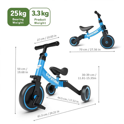 besrey 5 in 1 Laufräder Laufrad Kinderdreirad Dreirad Lauffahrrad Lauflernhilfe für Kinder ab 1 Jahr