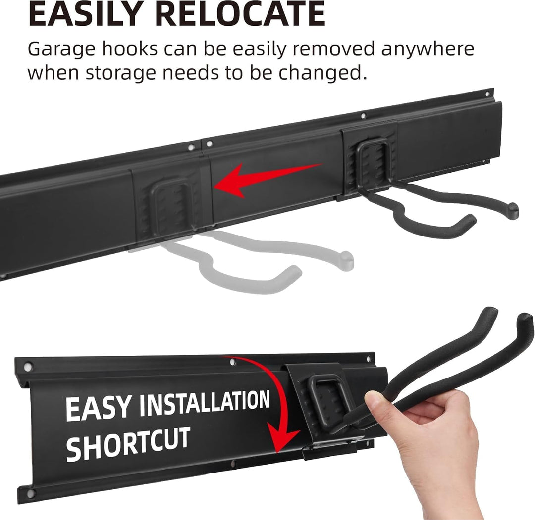 Sinoer Wandhalterung für Werkzeuge 244 cm (96 Zoll) - Garage Organizer mit 18 Haken + 4 S-Haken &amp; 2