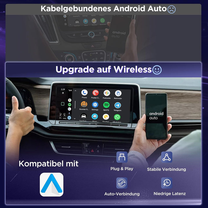 Android Auto Wireless Adapter – 2026 U2AC-L9 Wandelt Ihre Wired in Wireless für Autos Radio mit Andr