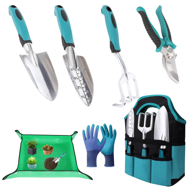 7 Stück Gartenwerkzeug-Set,Gartengeräte,Garten Zubehör,Garten Hand Werkzeuge,Gartenzubehör mit Pflan
